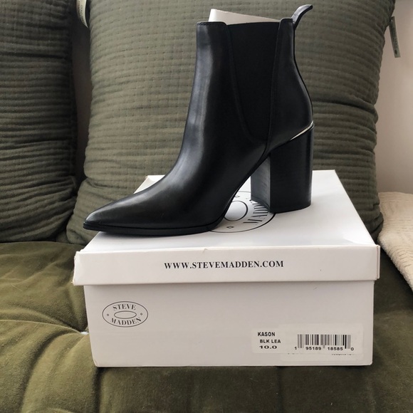 Steve Madden Shoes | Steve Madden Kason Black Leather Bootie | Color: Black | Size: 10 | Kasee_Smith's Closet